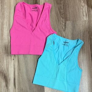 Garage Vibrant Pink and Blue Ribbed Crop Tops BUNDLE SIZE XS